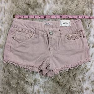 New Mudd Crochet Trim Denim Shorts Pink size Girls 8 Mid-rise